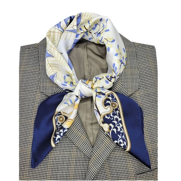 Unbranded Other - ✨Elegant Nautical Silky Square Scarf Bandana Luxury Scarf Blue Beige Luxury New✨